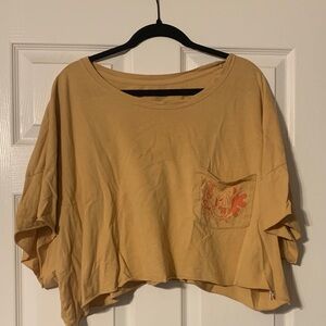 Aerie Tan Short Sleeve Top with mtv Pocket